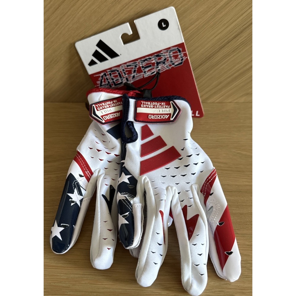 Adidas Adult‎ Adizero USA Football Gloves Mens Large Rd/Wht/BL. AF1752 Flag